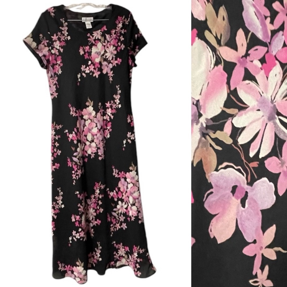 WORTHINGTON Fit N Flair Floral Dress With Polka Dot Bottom Size 14